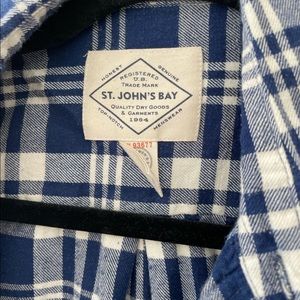 Blue and white oversized flannel